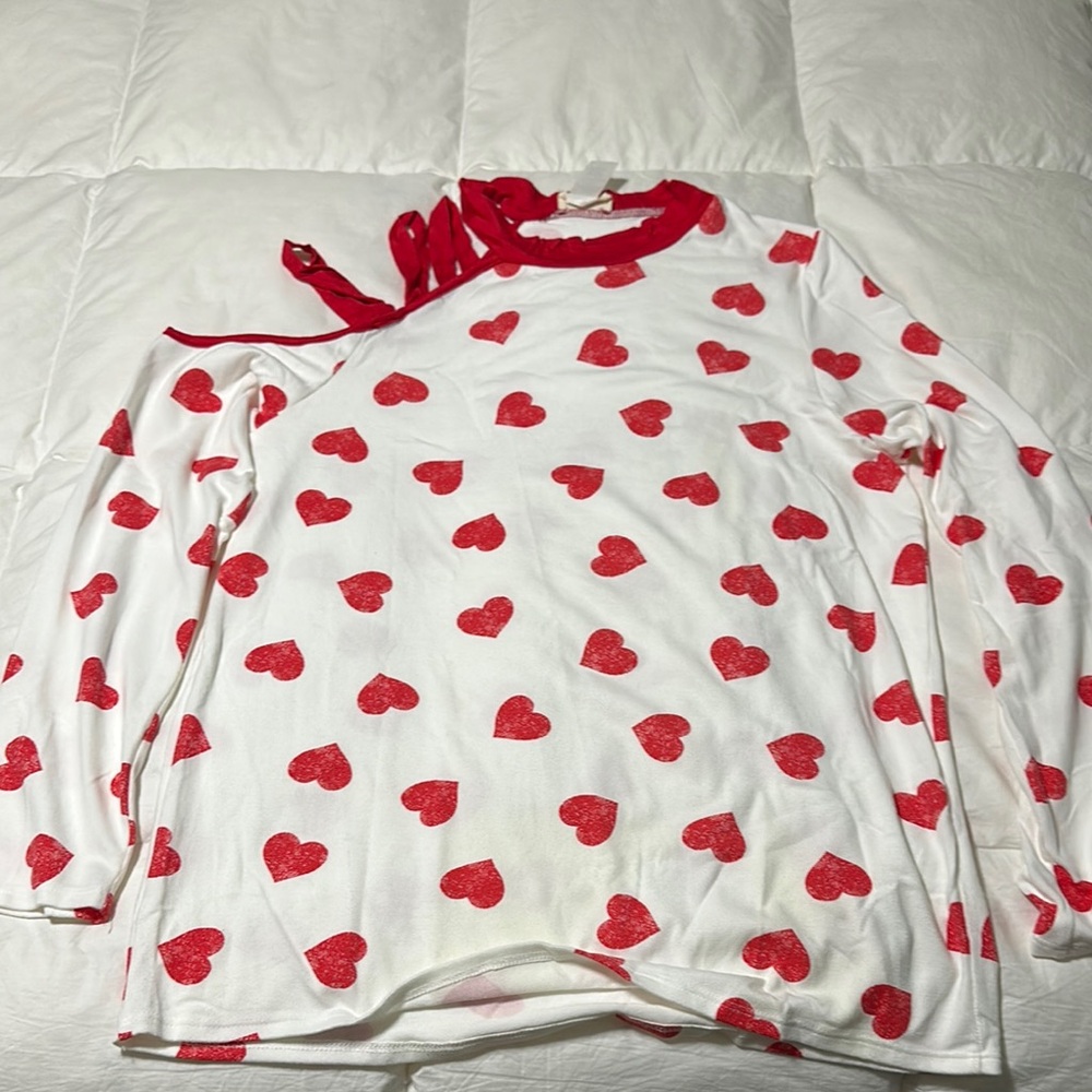 BiBi Red Heart Print Top